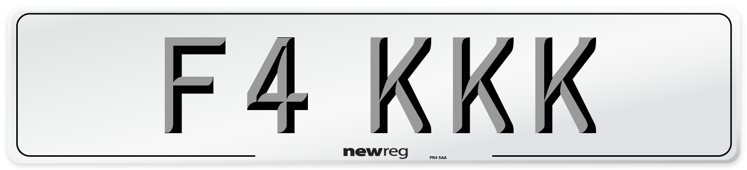 F4 KKK Number Plate from New Reg
